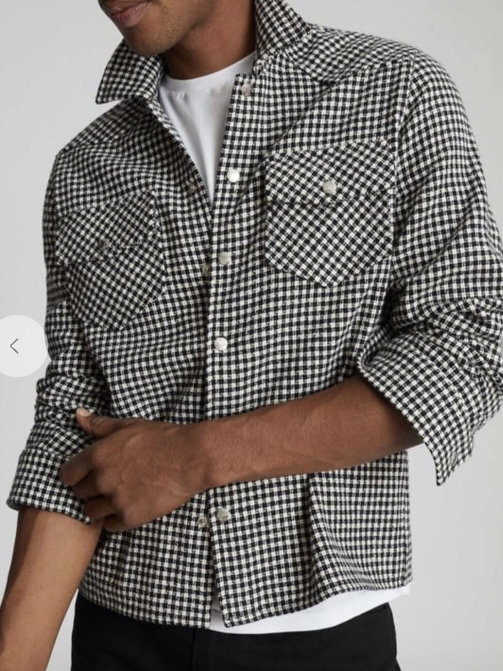 Reiss Bosworth Dogtooth Print Button Down Overshirt